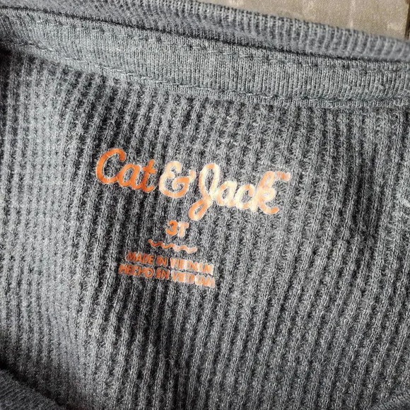 Cat & Jack Toddler Boy Size 3T Red and Gray Waffle Knit Long Sleeve Thermal Top - Picture 3 of 9